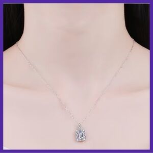 2 Carat Square Cut Bohemian Moissanite Pendant On Sterling Silver Chain